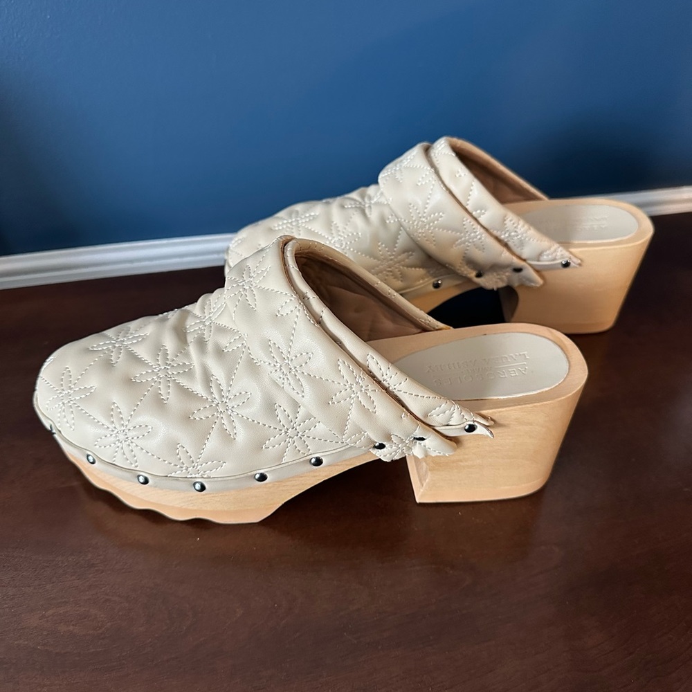 Aerosoles x Laura Ashley Pedro Quilted Clog Cream Floral Mules Size 9.5